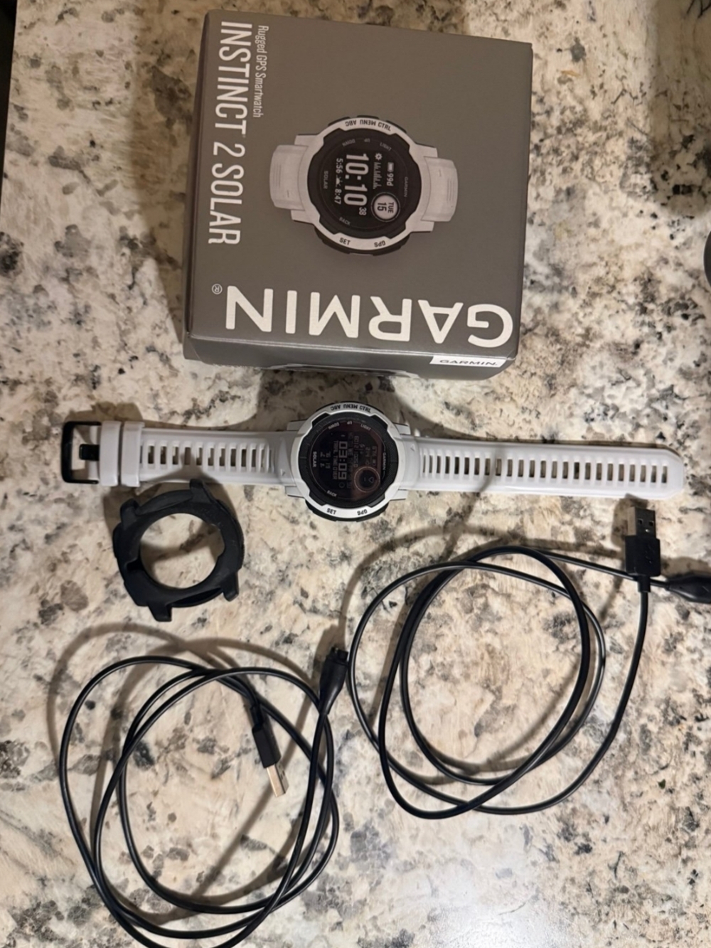 garmin Instinct 2 Solar White and Black GPS Smartwatch with Accessories